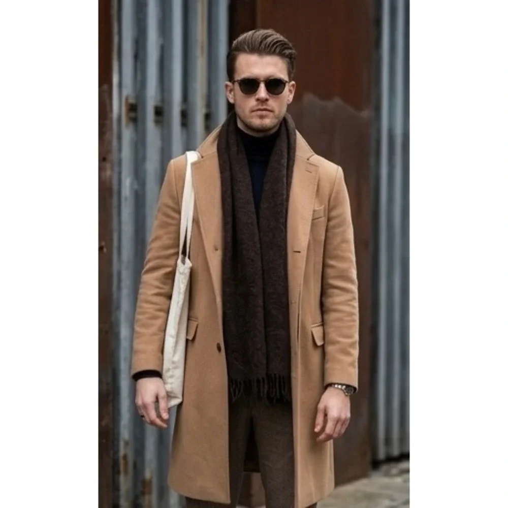 Givenchy Gentleman Vintage Brown 100% Merino Wool Scarf Made in West Germany